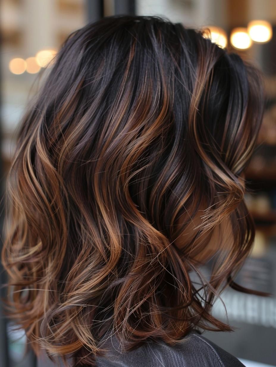 Rich brunette with caramel highlights