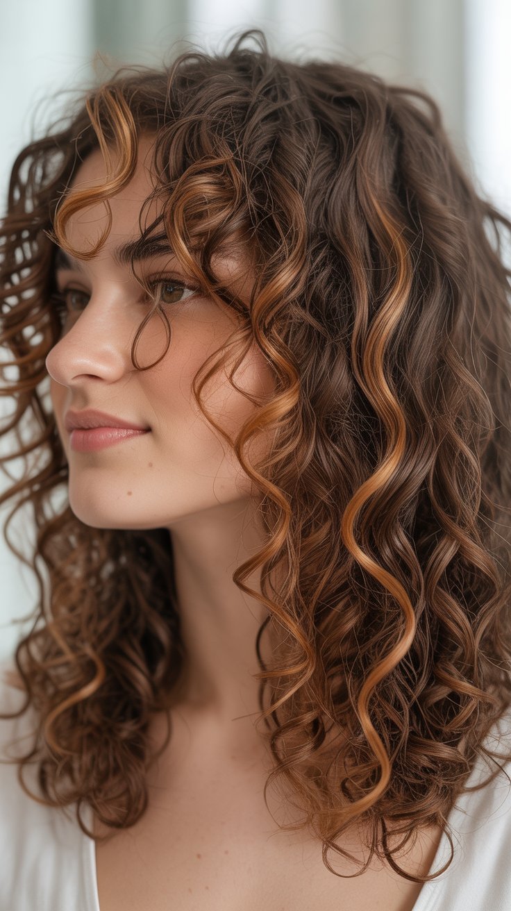Defined curls with highlighted accents
