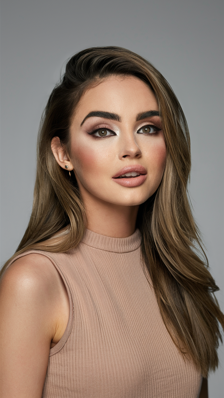 Classic brunette balayage with sleek finish