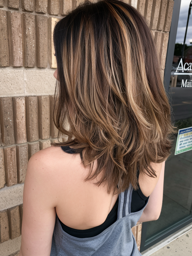 Layered bronde balayage with movement