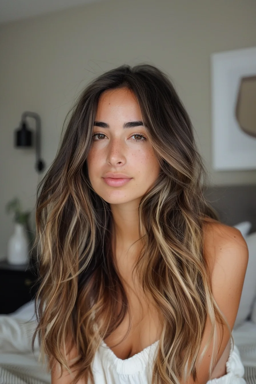 Sun-kissed beach waves with balayage highlights