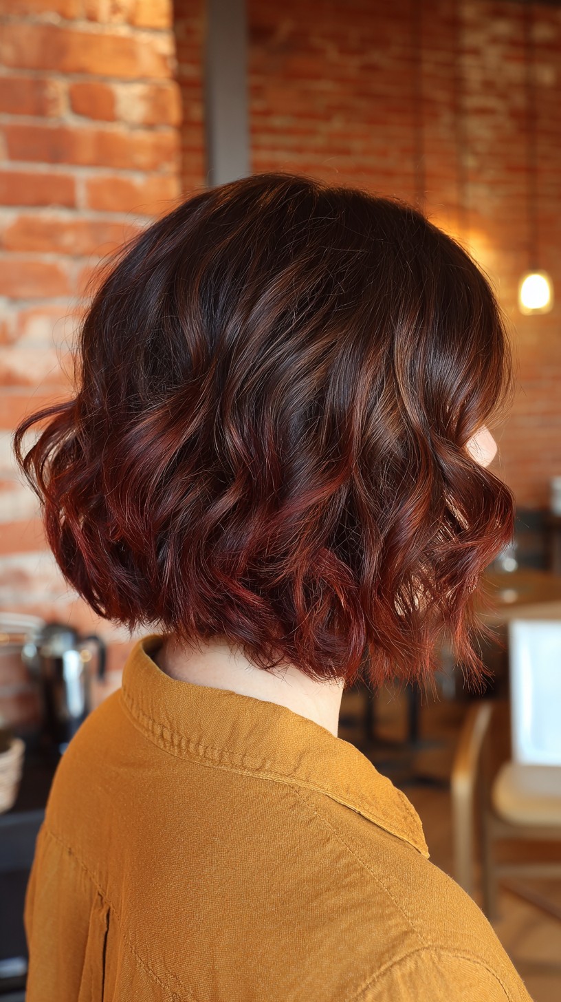 Chocolate cherry waves in salon setting