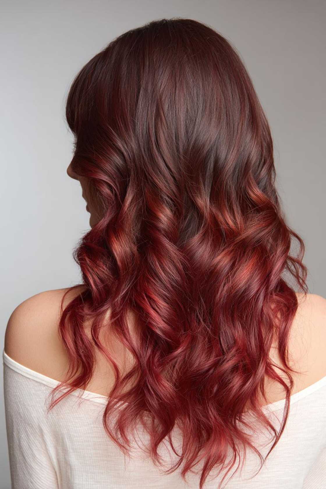 Vibrant cherry curls with soft waves