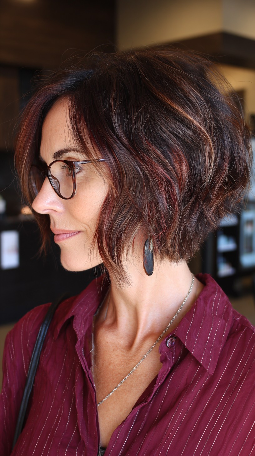 Textured chocolate cherry bob with volume