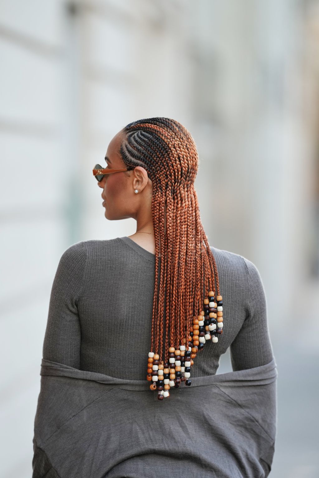 Beaded chocolate cherry braids with intricate design