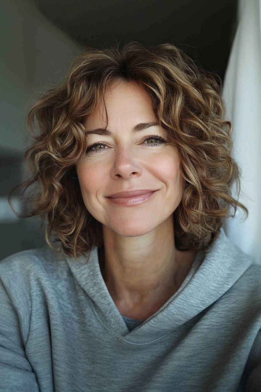 Curly choppy bob with natural texture