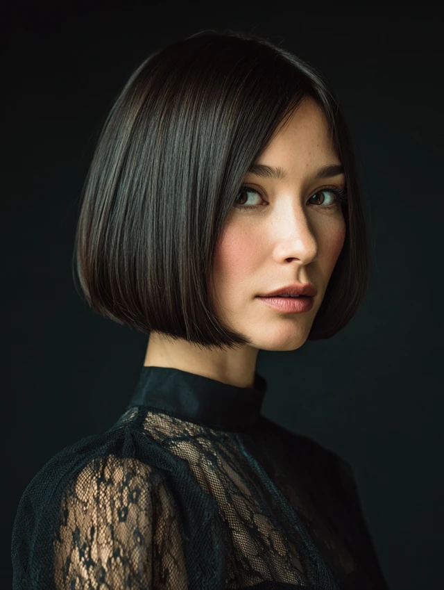 Sleek classic bob with glossy finish