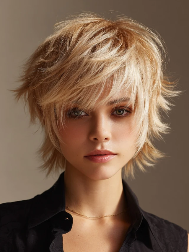 Chic textured pixie cut, modern spring hairstyle
