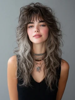 Effortless waves with bangs, relaxed spring hairstyle