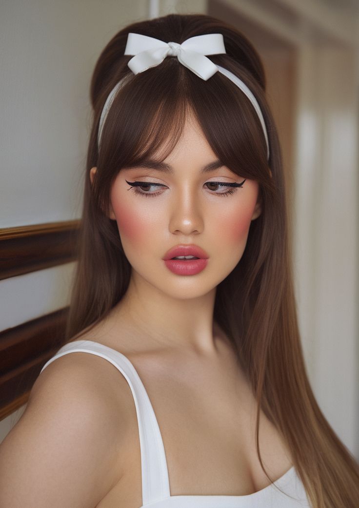 Retro-inspired headband hairstyle, vintage elegance