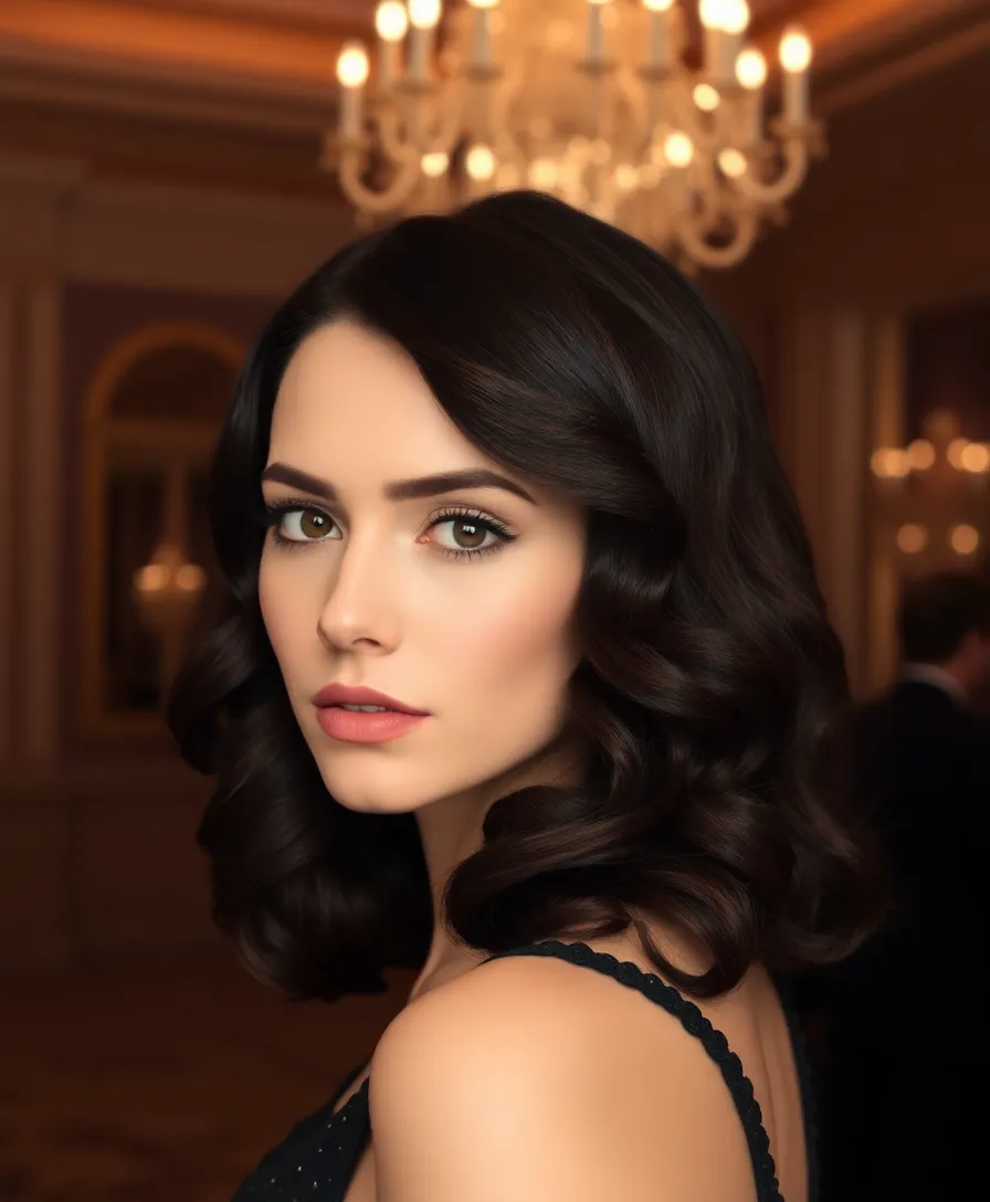 Medium dark hair with glossy curls