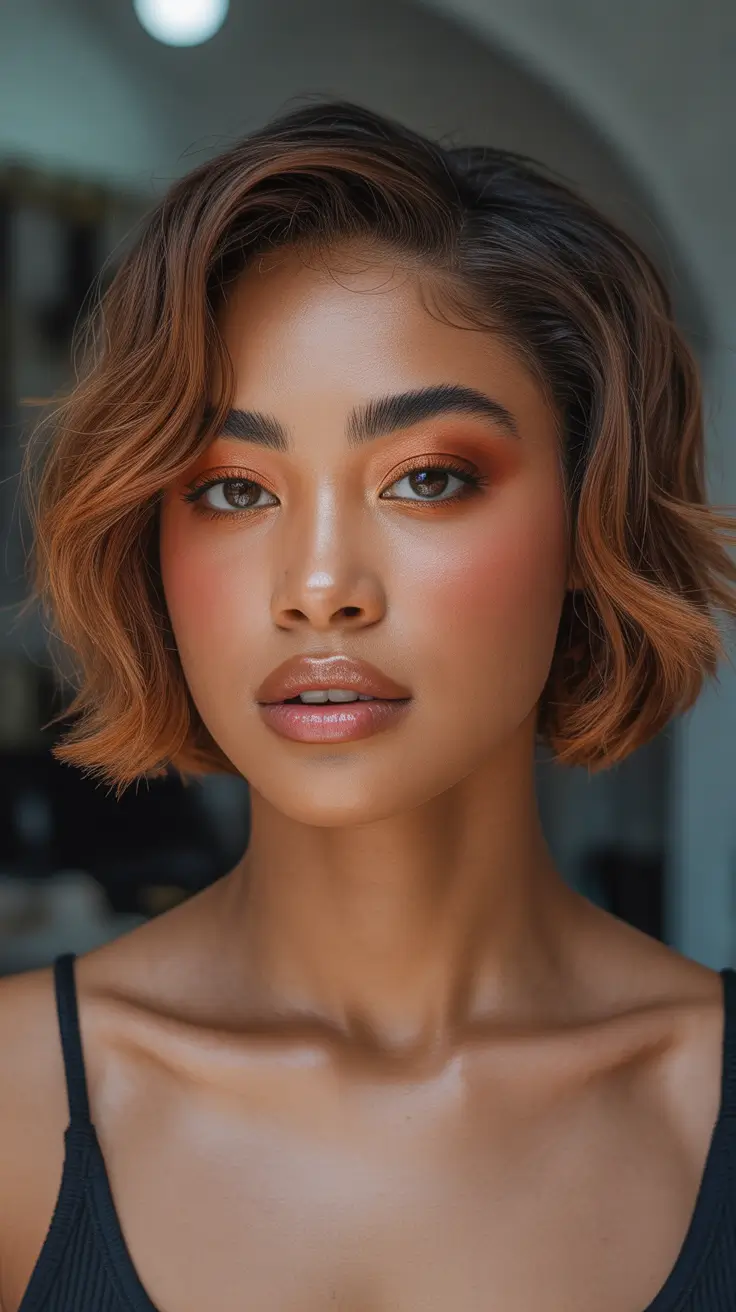 Copper tousled bob with soft texture