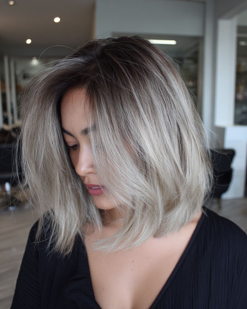 Modern bob with ash blonde tones