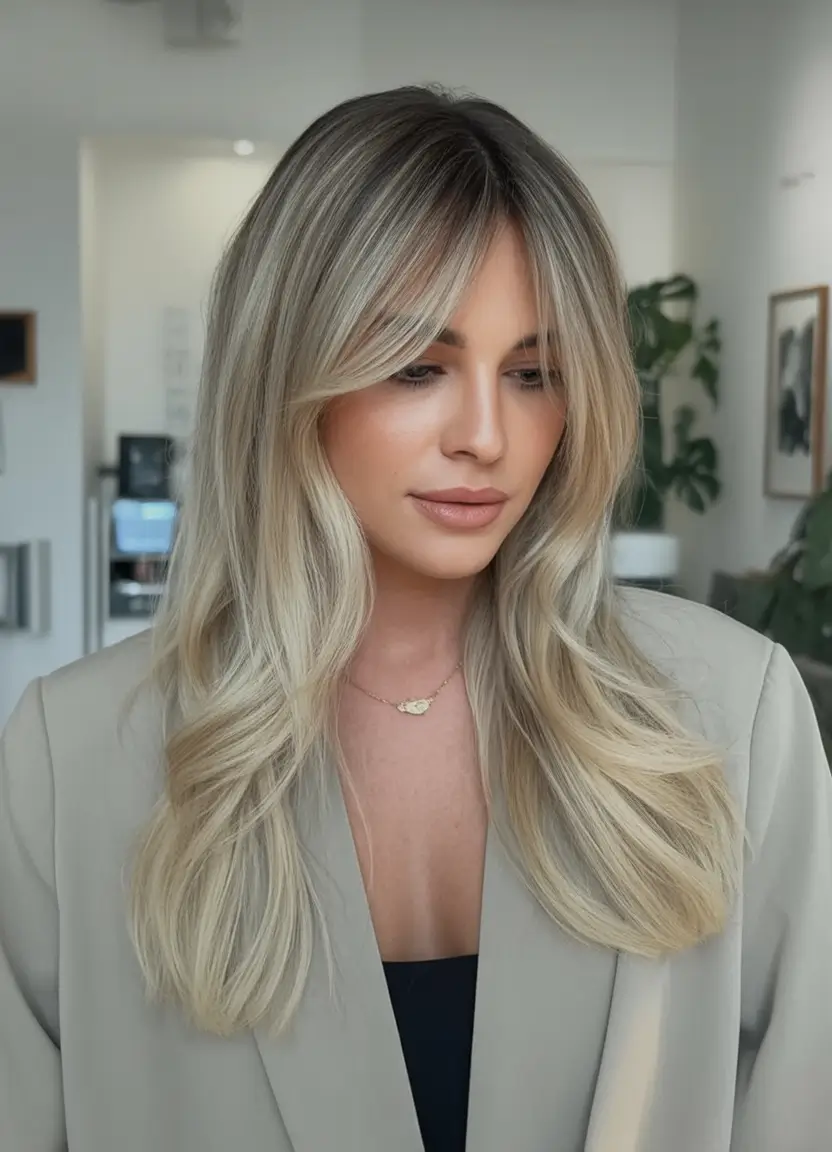 Soft layers with ash blonde highlights