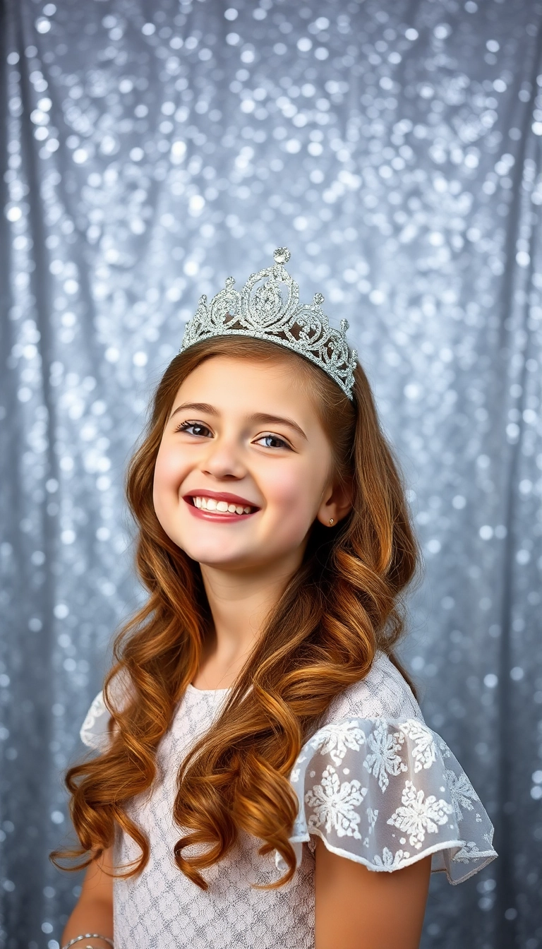 Royal-inspired curls with a tiara, perfect for a princess-like Easter appearance.