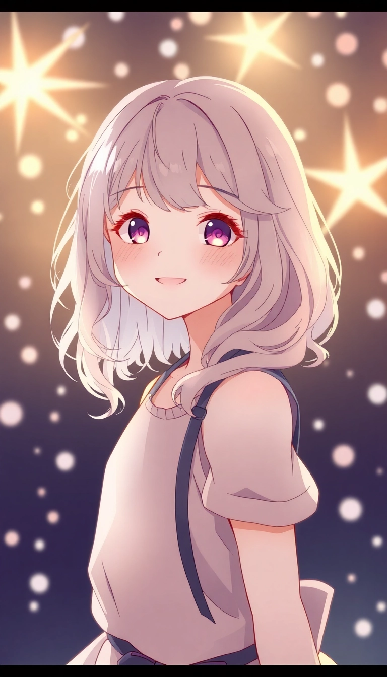 Enchanting hairstyle with soft waves and a starry backdrop, suitable for a dreamy Easter celebration