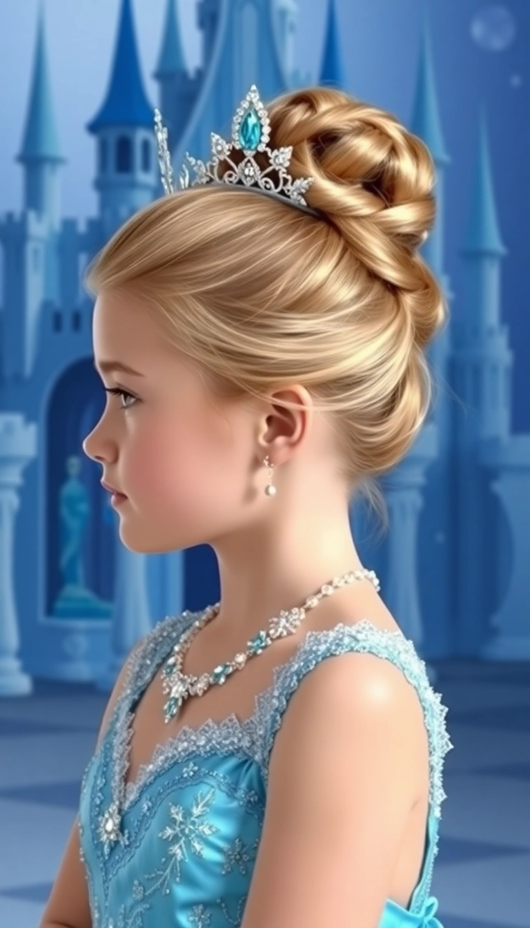 Elegant princess updo with a tiara for a royal Easter appearance