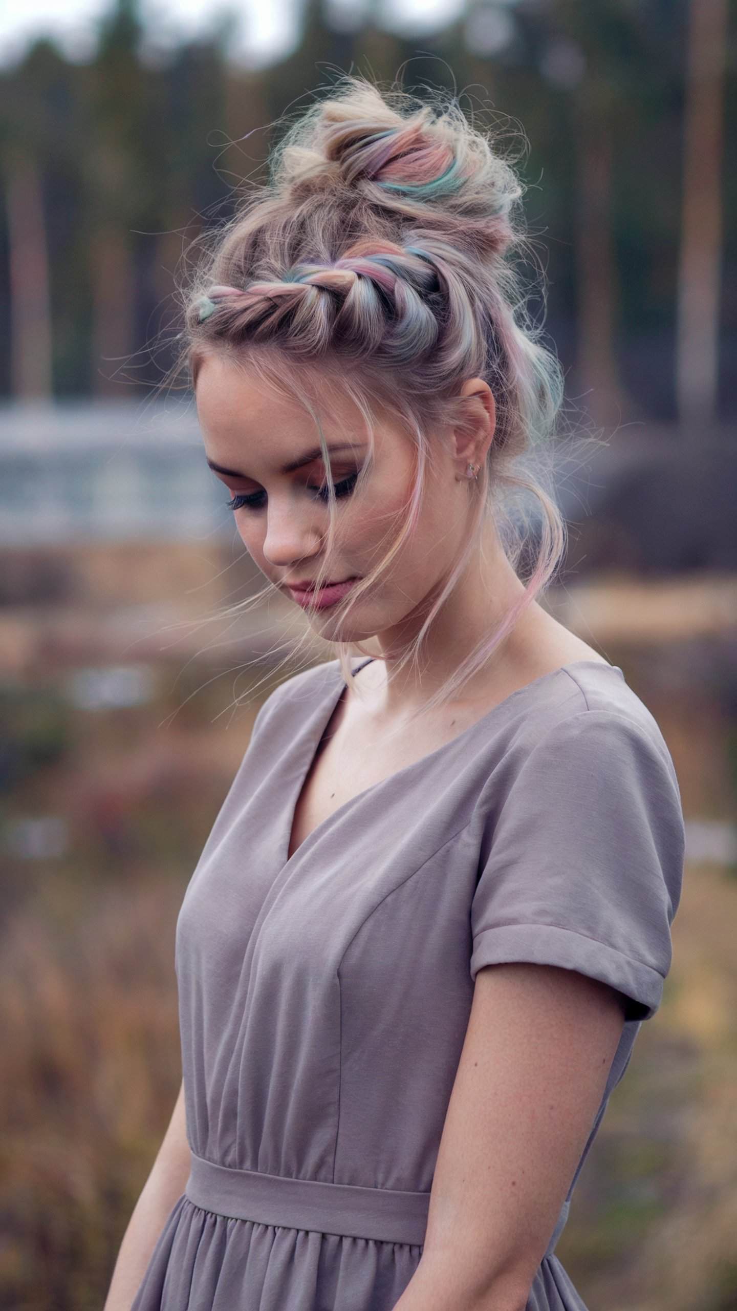 Whimsical pastel braids, ethereal style, modern fantasy