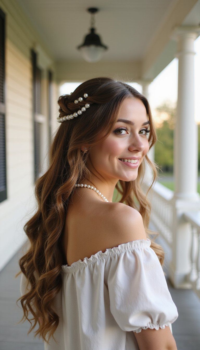 Pearl-embellished waves, classic elegance, refined style