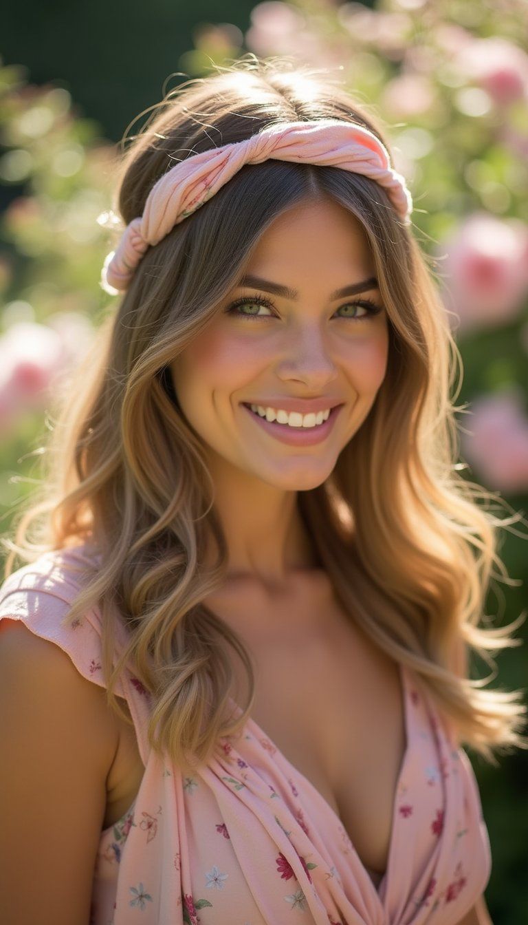Twisted headband waves, bohemian vibe, relaxed beauty