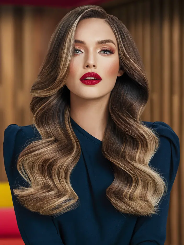 Sunkissed balayage waves for brunettes