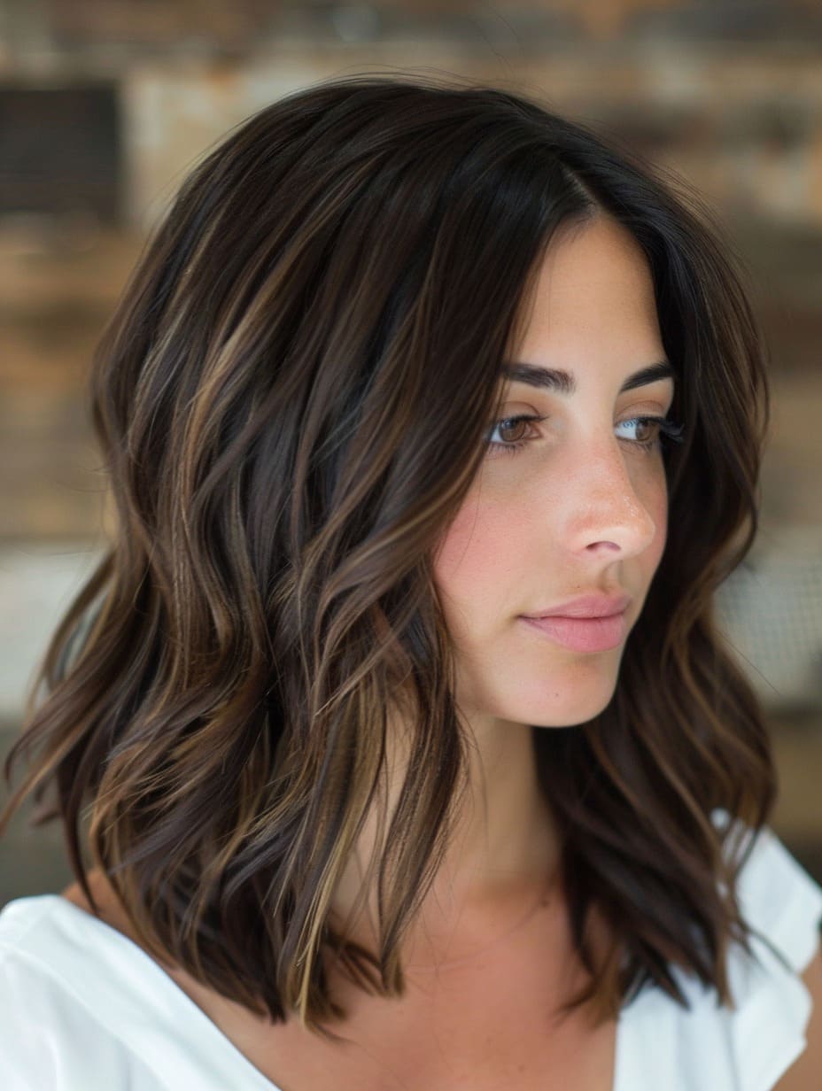 Textured chocolate lob with highlights