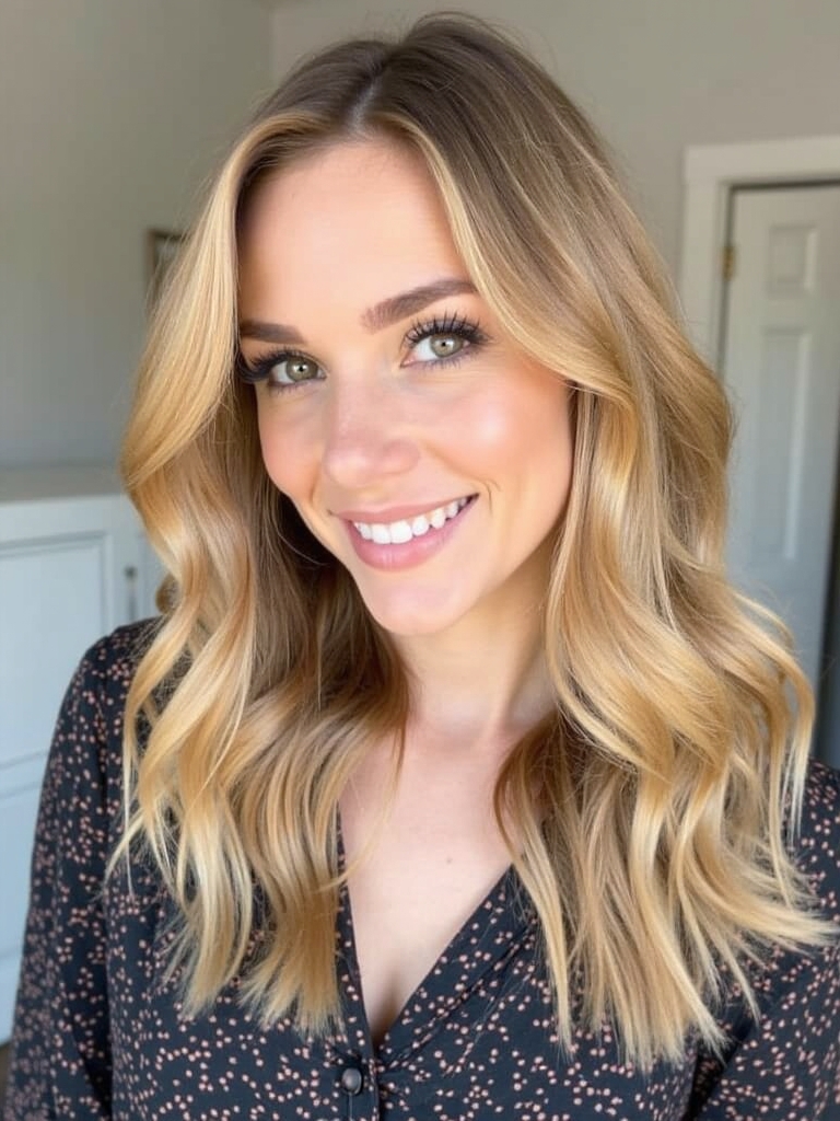 Golden honey waves for brunettes