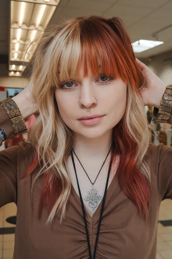 Edgy copper and blonde mix for brunettes