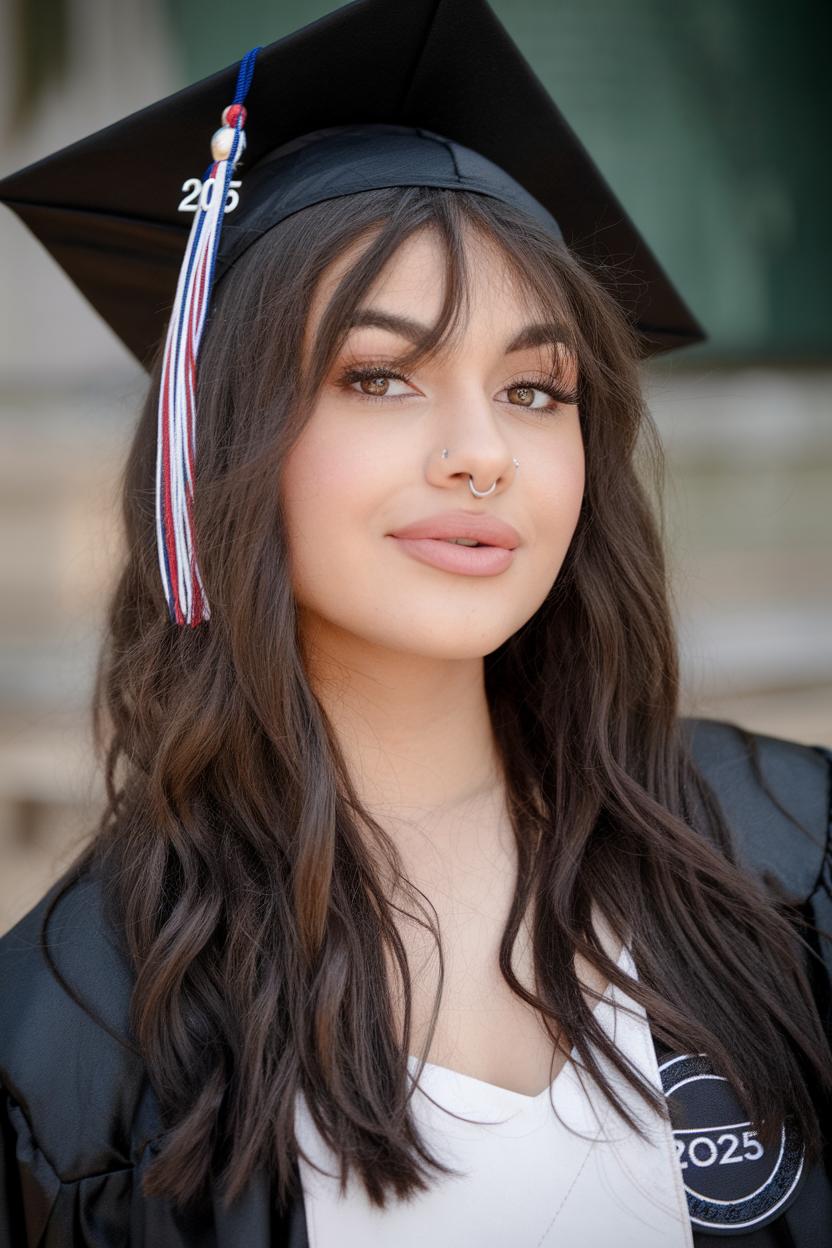 Natural brunette waves for graduation