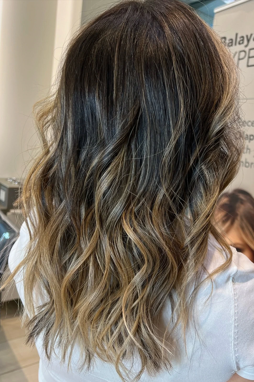 Dimensional blonde balayage waves