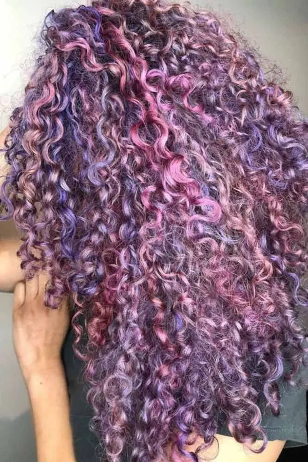 Soft pastel purple and pink curls
