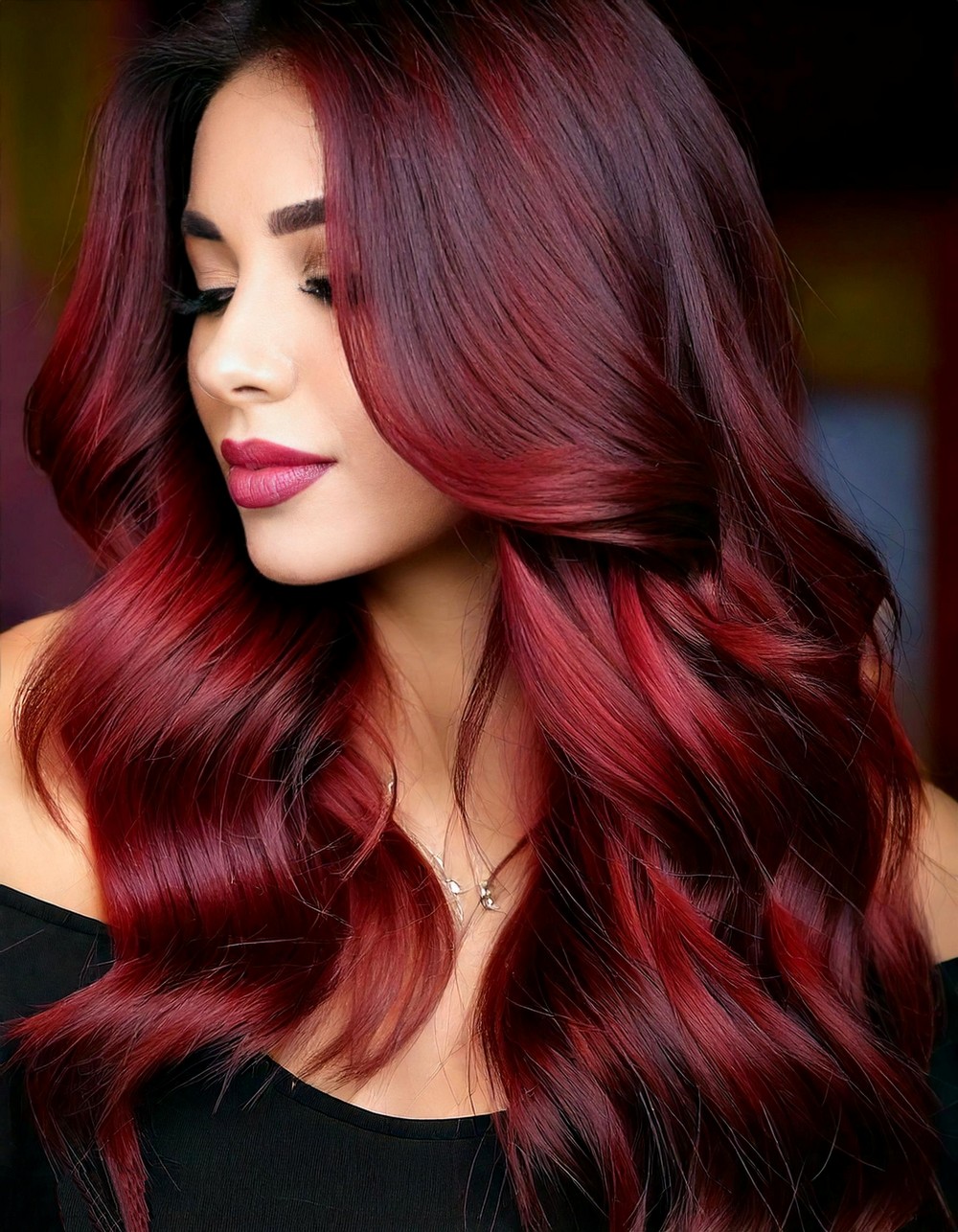 Rich burgundy waves for bold look