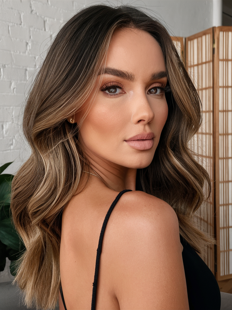 Soft ash balayage with waves