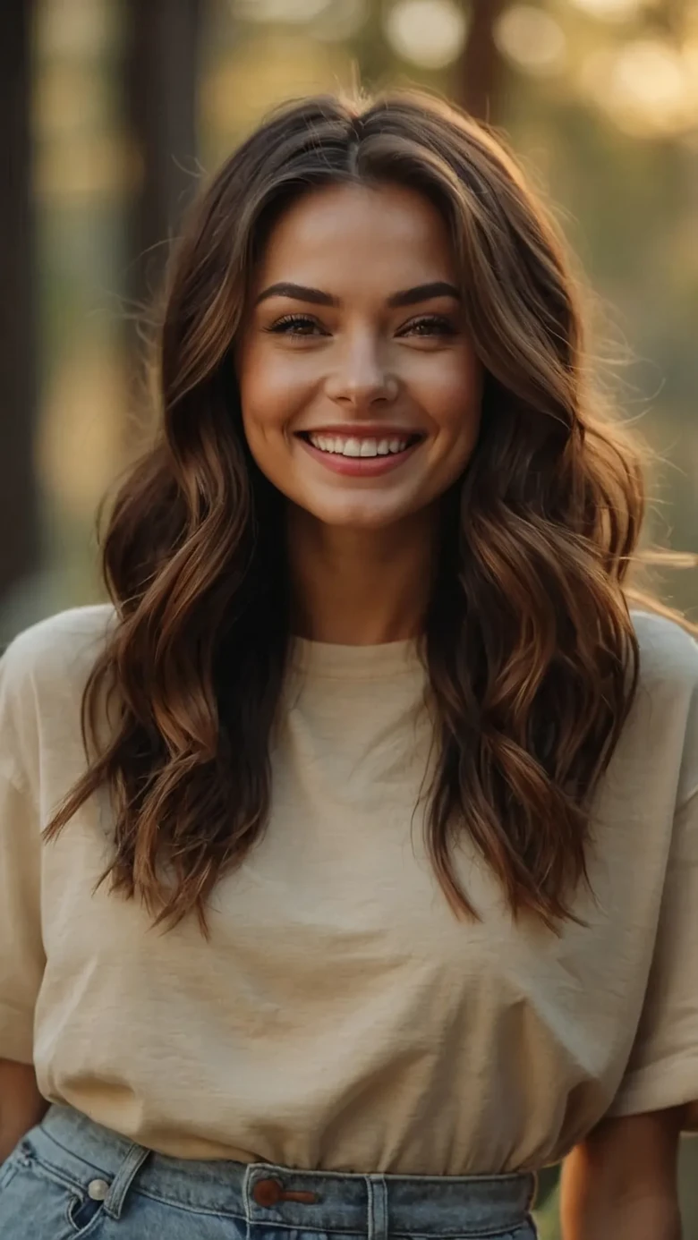 Warm brunette curls with dimension