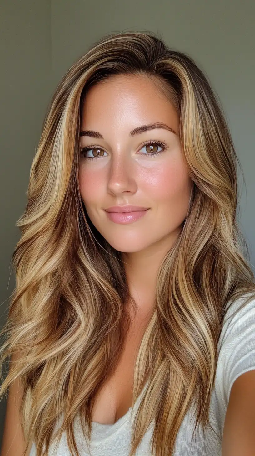 Long honey waves with highlights