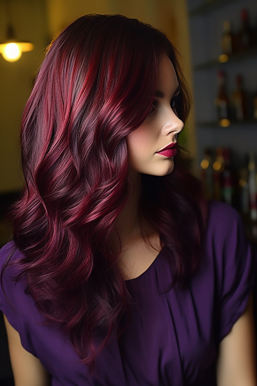 Rich plum waves with glossy finish