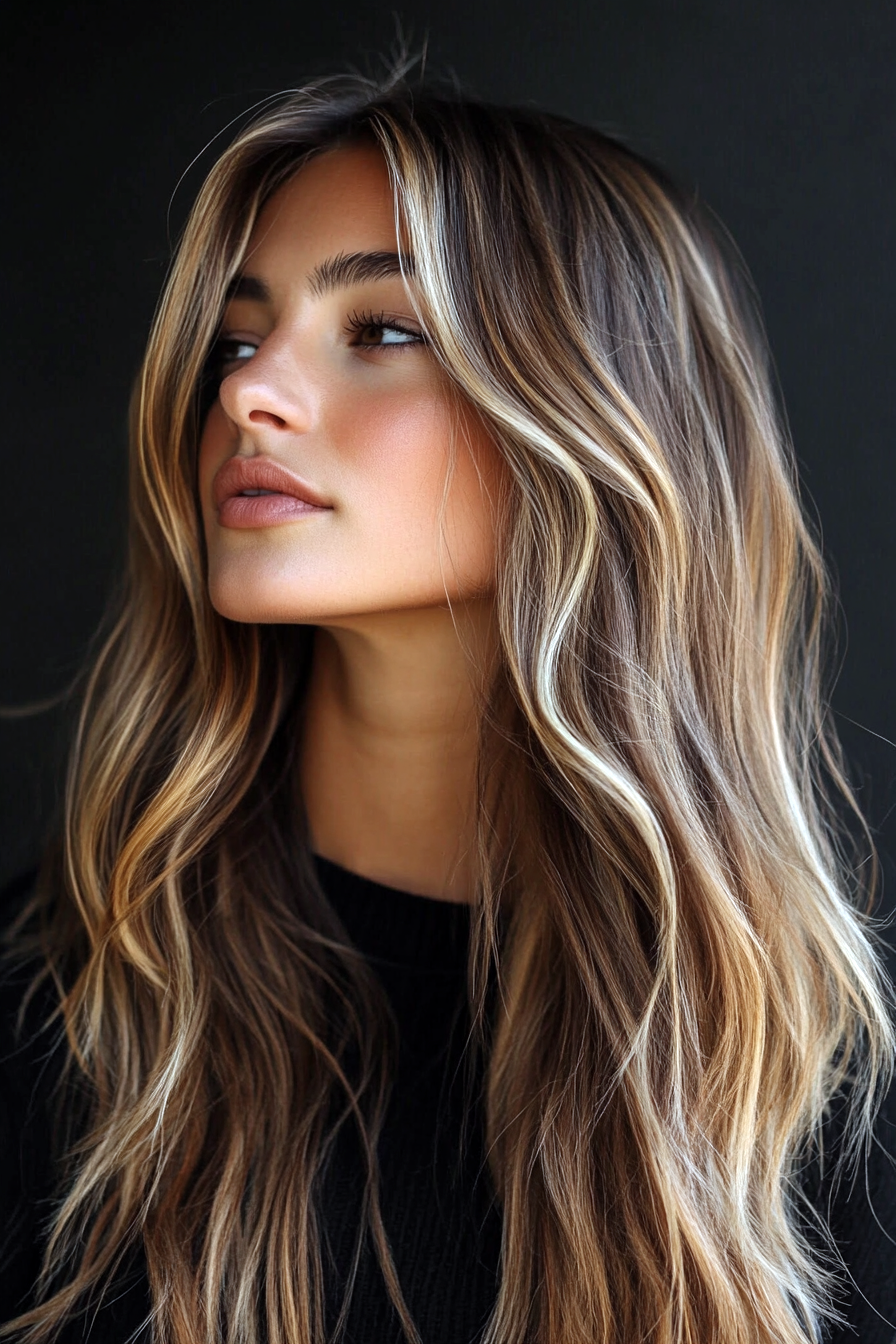 Caramel balayage with soft waves