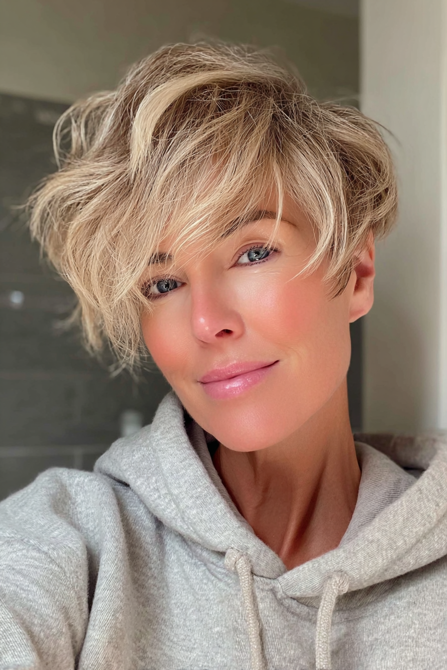Short tousled pixie with soft texture