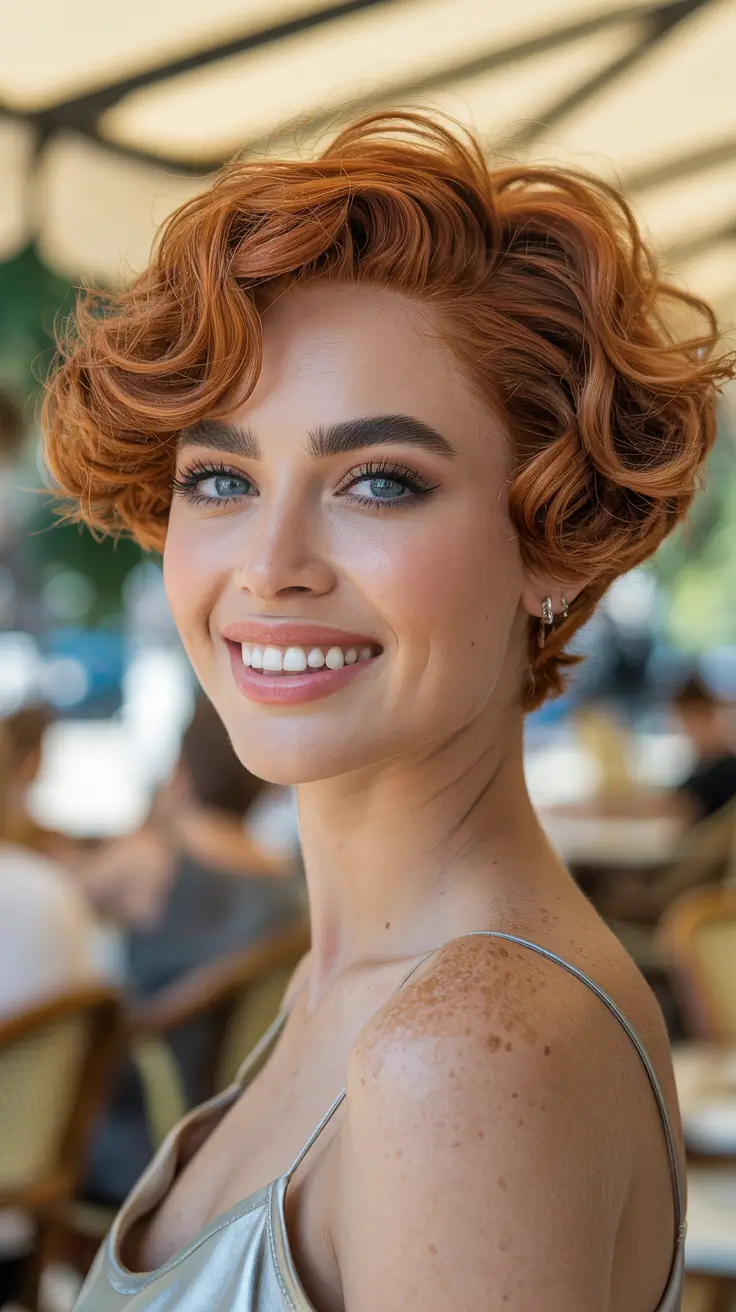 Red carpet ready wavy curls in vibrant red