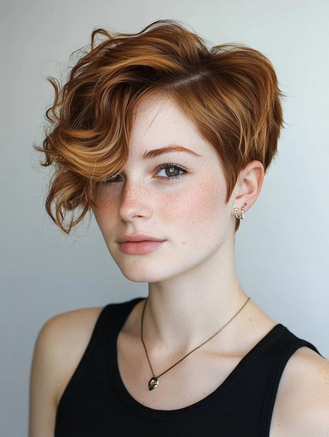 Playful asymmetrical pixie with textured waves