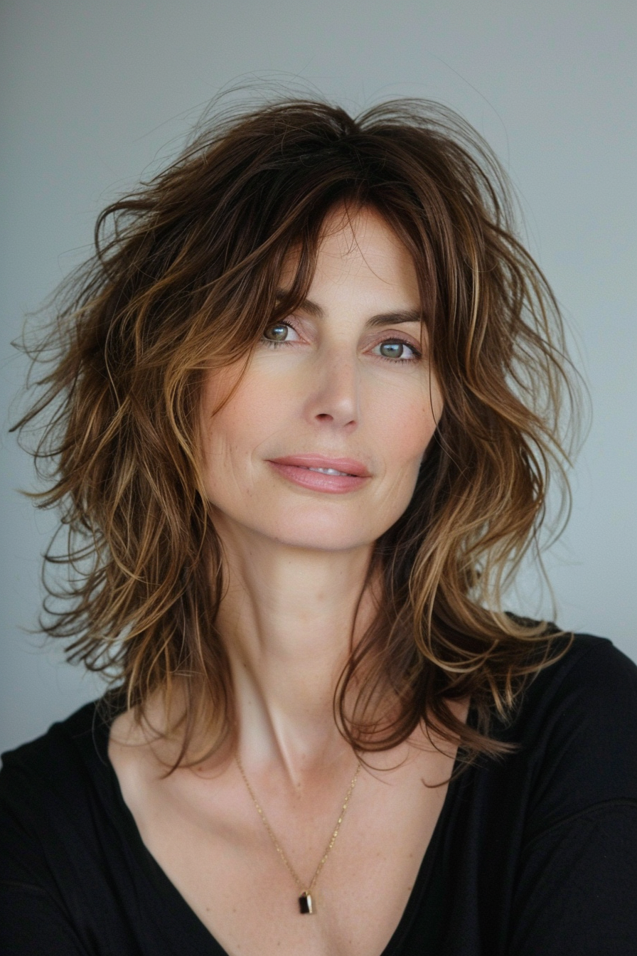 Layered shag with fringe and tousled layers