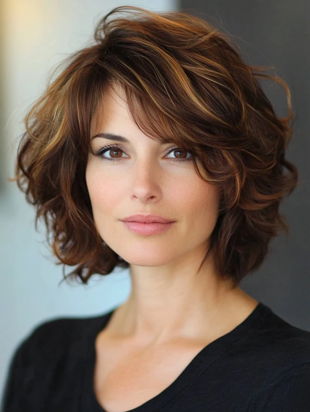 Chic wavy bob with dimensional highlights