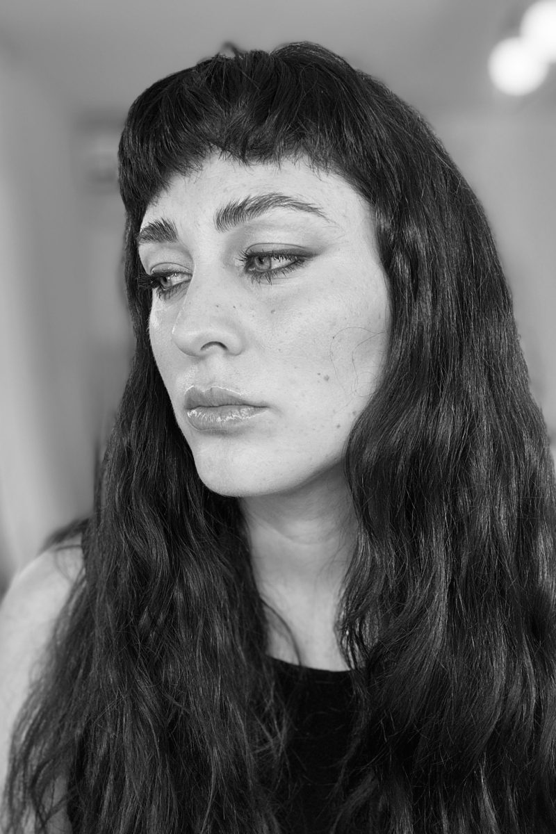 Edgy long waves with micro bangs and texture