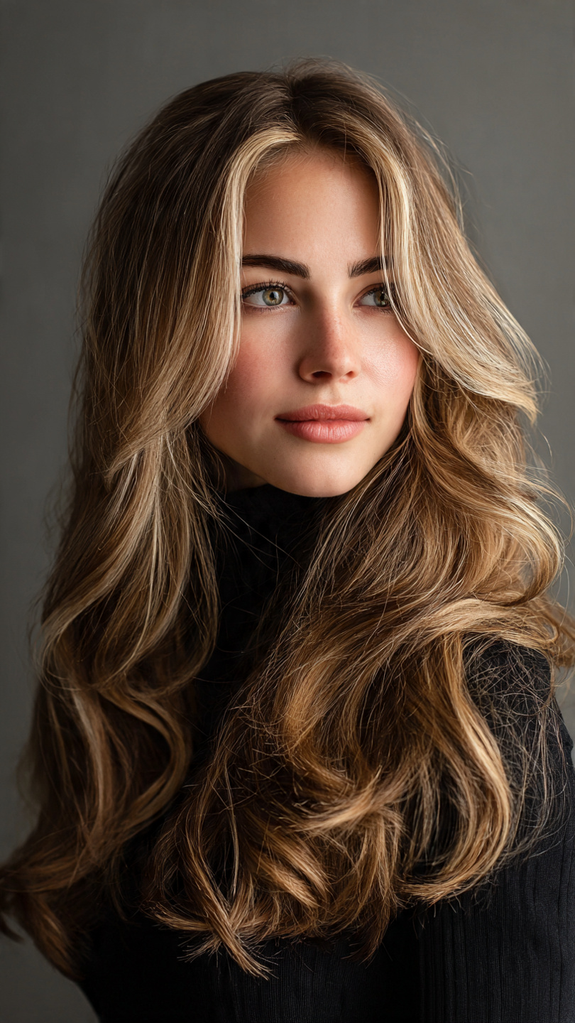 Elegant long layers with subtle highlights and movement