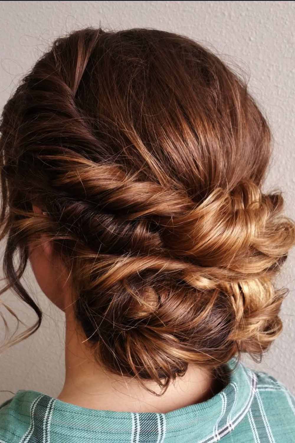 Twisted low bun, elegant updo, formal occasion