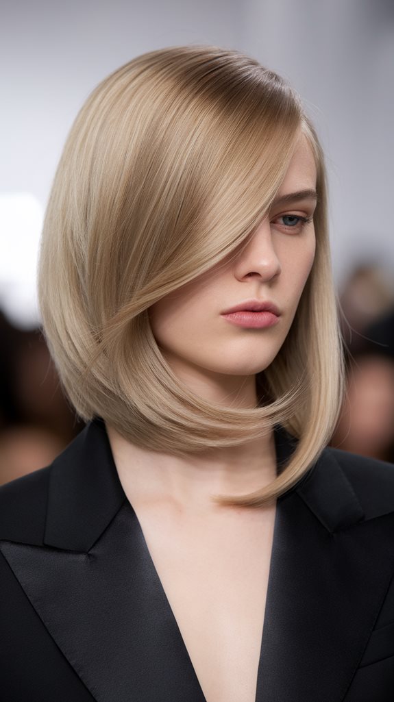 Sleek asymmetrical bob, modern and chic