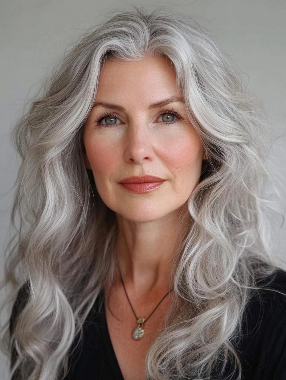 Elegant silver waves, natural texture, timeless beauty