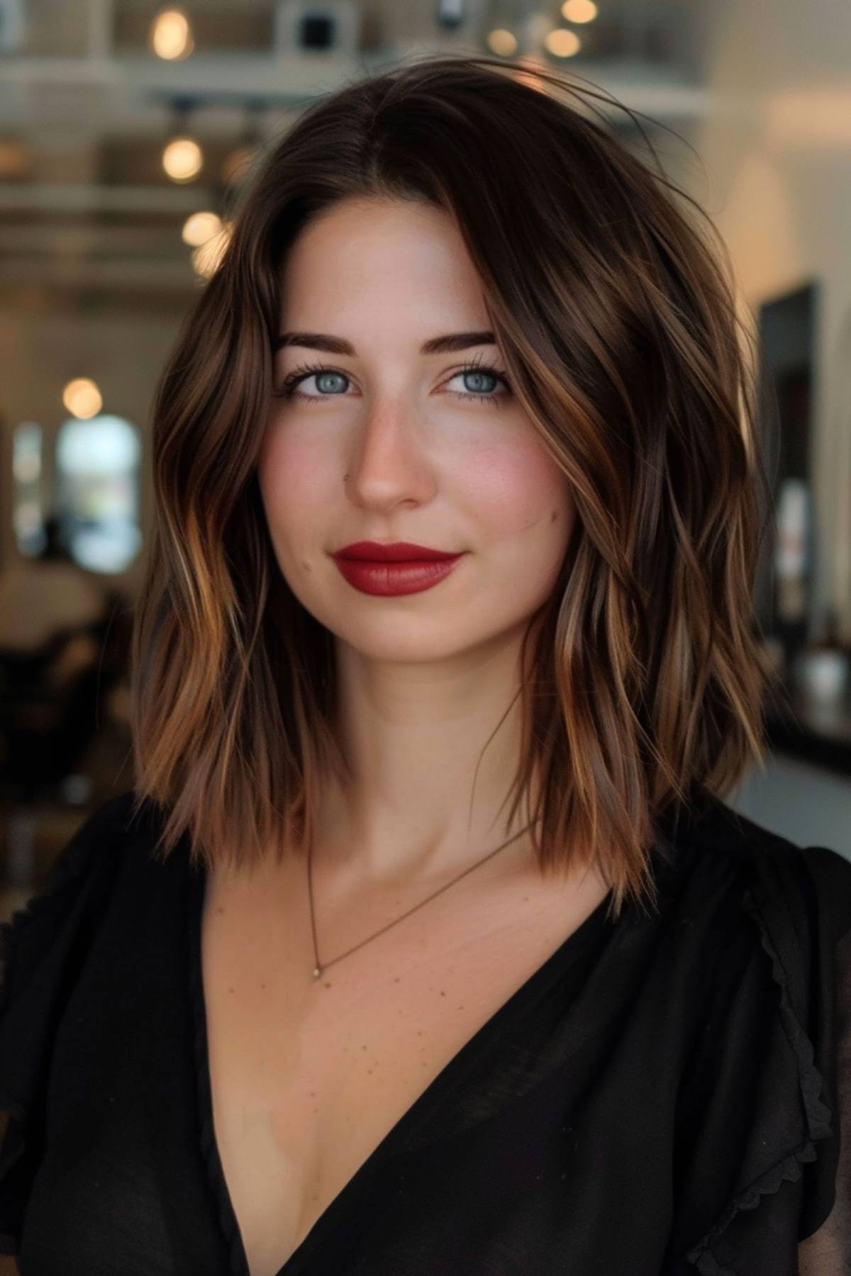 Effortless tousled waves medium length hair