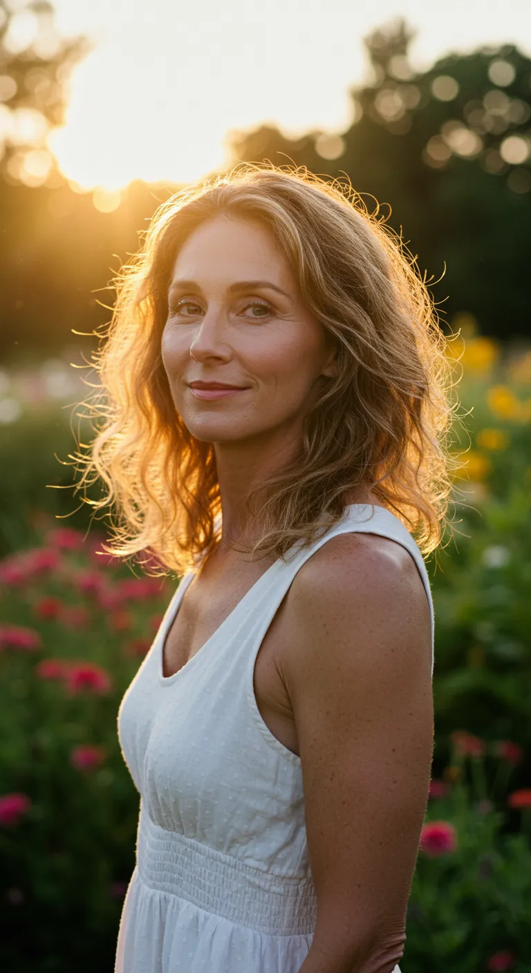 Sunlit soft curls medium length hair