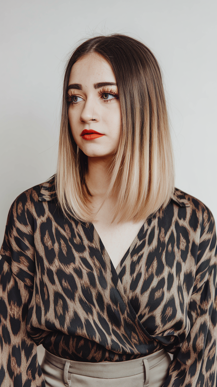 Sleek ombre bob with sharp ends